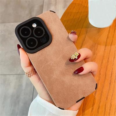 Luxuriöse Vollschutzhülle aus Wildleder und Lammfell für iPhone 16 15 Pro Max 14 13 12 11 Stoßfeste Airbag-Silikon-Softcover