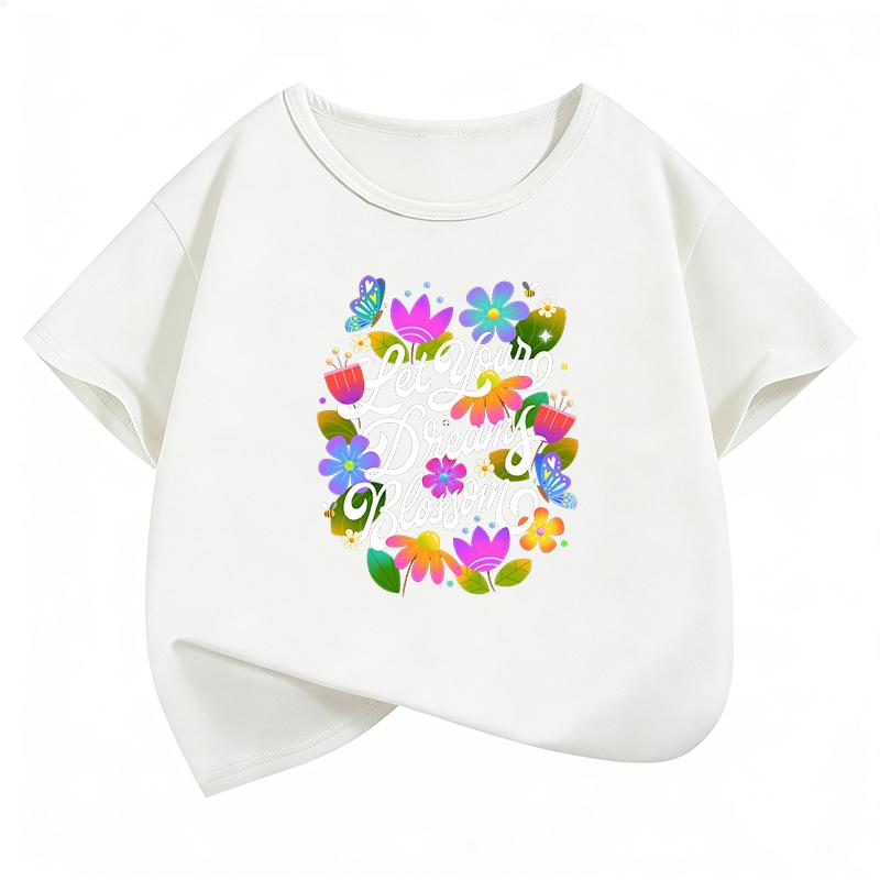 Funny Flower Design TShirt Printed T Shirt Girls Summer Clothes Short Sleeve Tops TShirts Cute Girls Clothing