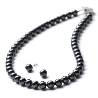 Pearl Necklace Luxury Domestic Grand Premium Pearls for Ceremonies 8mm 39cm Gray Earrings Brand 3 Year Warranty