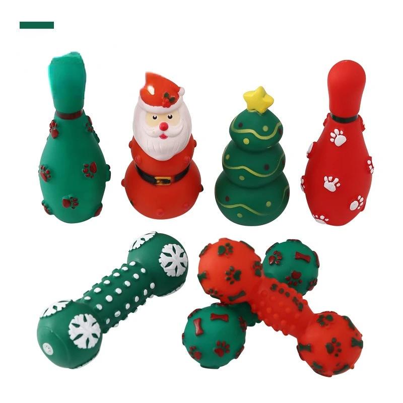Interactive Christmas Dog Toys Squeeze Squeaky Toy Christmas Tree Elk Santa Chew Squeaker Teething Rubber Toys For Dogs