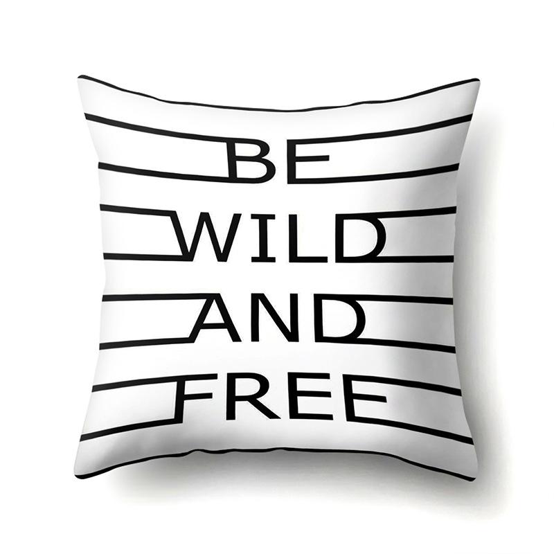 Polyester Pillowcase Black and White Printed Pillowcase Waist Cushion Cover Geometric Cushion Head Cushion Cover