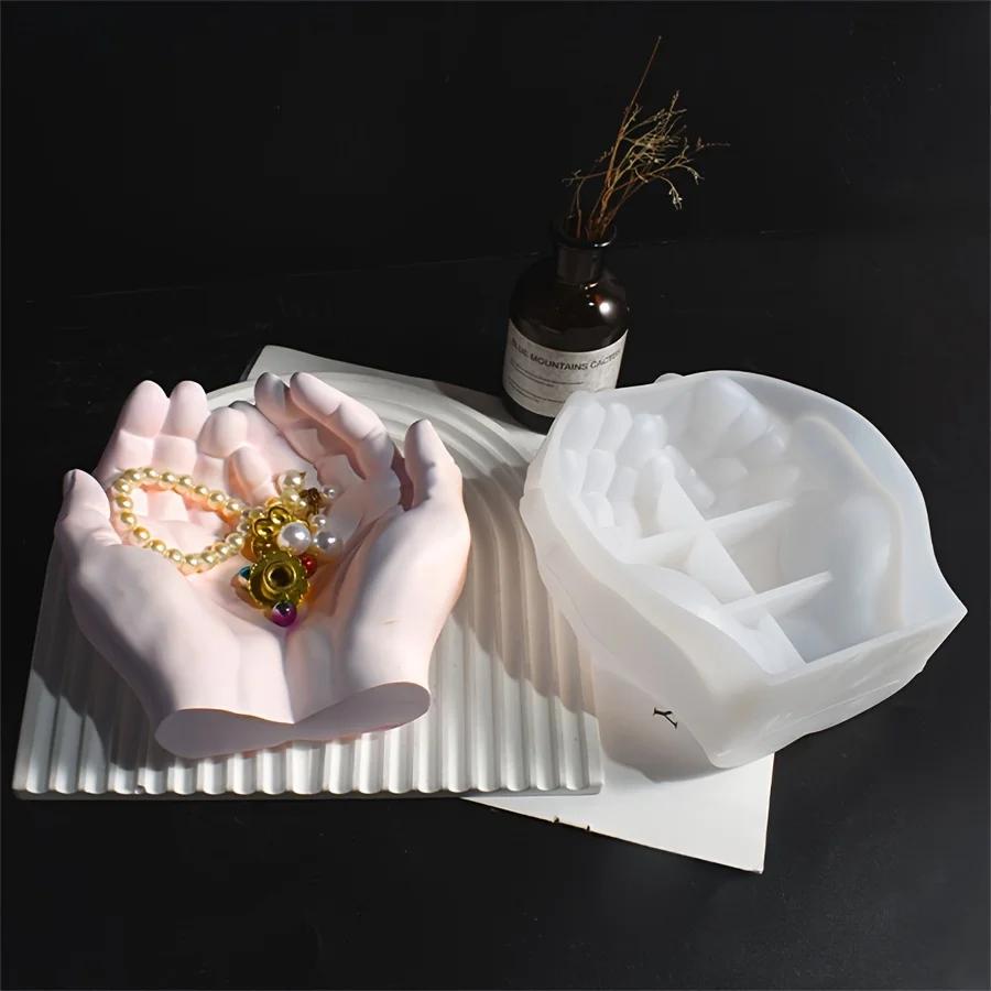 Hand-shaped silicone molds DIY handicrafts-Multifunctional resin cast trays, jewelry trays, candlesticks and succulent plants