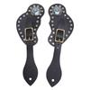 2Pcs Spur Strap Set Artificial Leather Rhinestone Decorations Adjustable Spur Holder for Cowboys