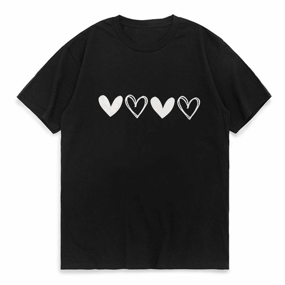 men women tshrit Four Love Prints Graphic shirt top Sports casual round neck short sleeved T shirt