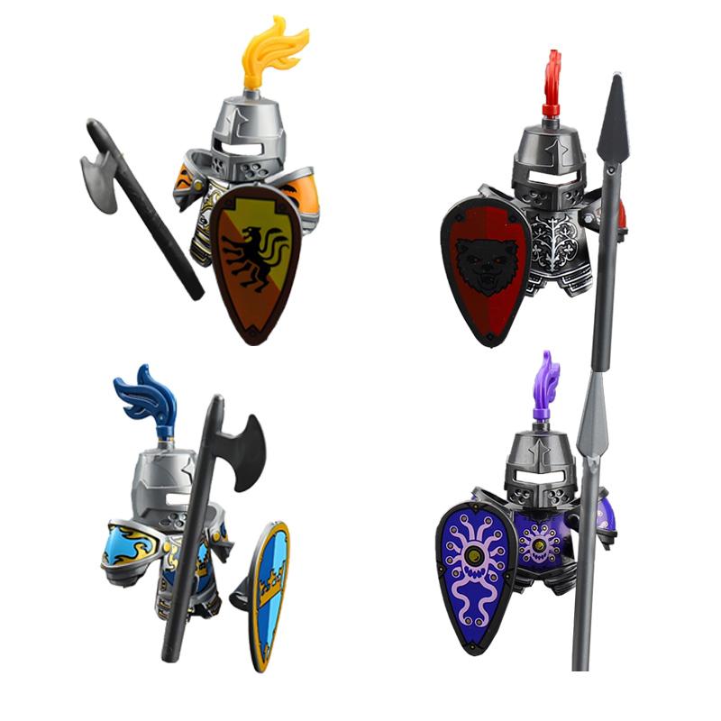 MOC Building Blocks Medieval Character Accessories Warhorses Militiamen Dragons Castles Knights Brick Gifts Toy Helmets Shields