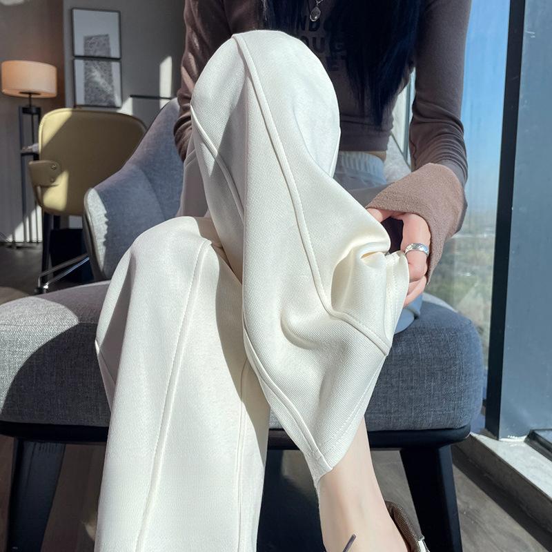 White Casual Sports Pants for Women Spring New Hot-Selling Narrow Version Banana Pants High Waist Loose Straight Wide-Leg Pants