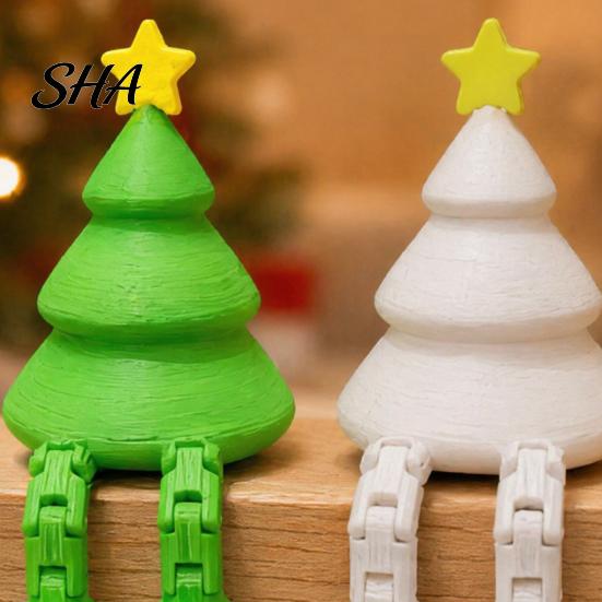 Matte Finish Tree Decor Christmas Figurine with Articulated Legs, 3D Printed Xmas Easy Care TreeDecoration Statue, Mini Desk Decoration for