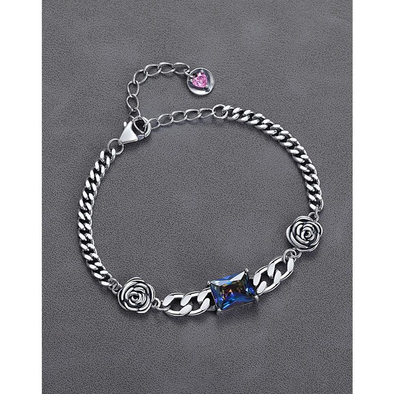 Rose Square Zircon Bracelet Niche Design Ins Style Retro Tai Bracelet