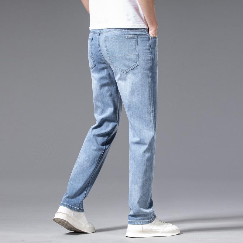 JYL Spring and Autumn New Jeans Men's Elastic Wide Straight Plus Size Business Fashion Universal
