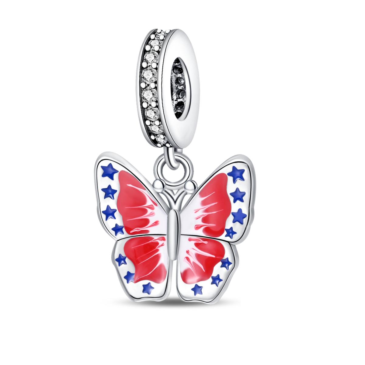 

Metal Usa Eagle Banner Butterflies America Charms Beads Fit 3Mm Original Bracelets Make your own Accessory Souvenir Gift Elegant Fashion Beautiful