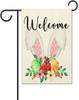 Welcome Easter Bunny Pink Garden Ag 12x18 Double Sided Burlap Garden Ag For Outside Yard Outdoor Easter Holiday Welcome  WZZ