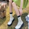 5 Paar Damen-Wadensocken, Vintage-Blumendruck, Atmungsaktiv, Lässiger Stil, Mischung aus Polyester und Spandex, Modisches Alltagsaccessoire