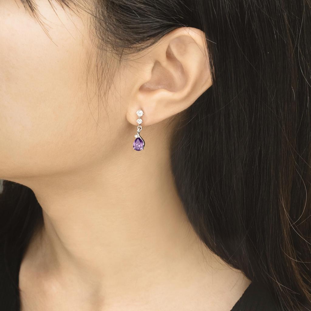 Amethyst Earrings for February of Permanently Wearable Large Coming of Age Popular Gift for Women In Their 20s FH.bird Women, Popular, Dangling,