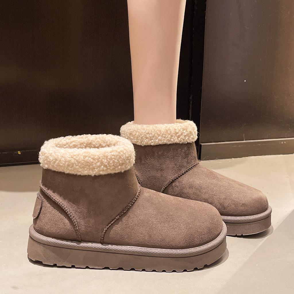 Large size ugly cute big head snow boots women's autumn and winter new fluffy short boots thick-soled piled thickened cotton shoes