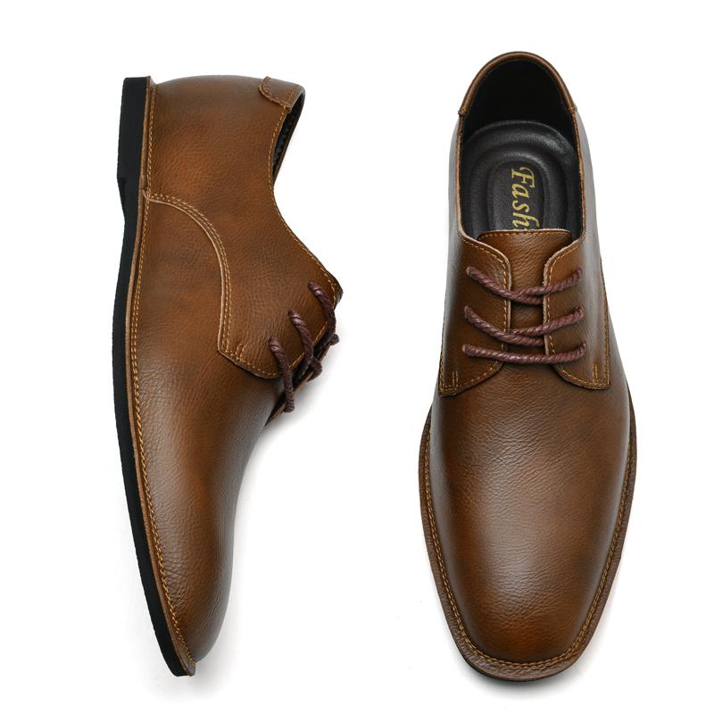 Fashion Fashion Flats Business Oxfords for Men Classic Office Dress Footwear Lace-Up Men's Walking Shoes Genuine Leather Casual Shoe
