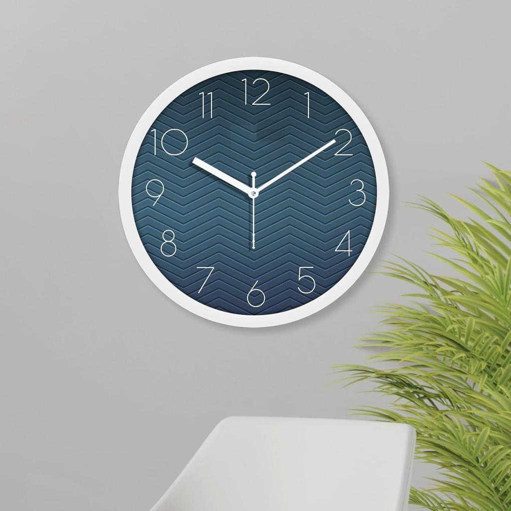 12-inch Plastic & Glass Wall Clock - Pie (Silent Movement), Black.