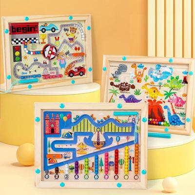 Cross-Border Montessori Children's Magnetic Bead Maze Board: Educational Color Sorting and Counting Toy