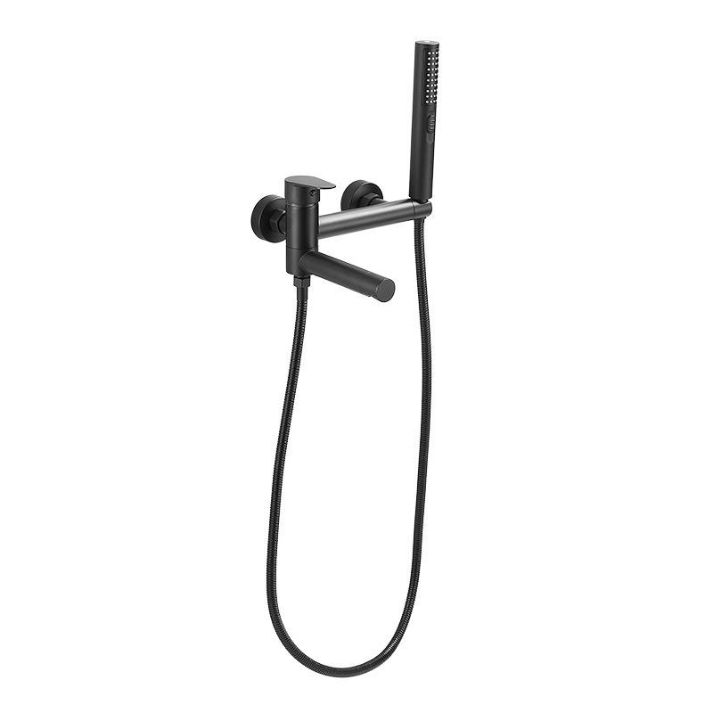 Black Brass Bathroom Bathtub Faucet Set with Shower Head and Hot/Cold Mixer Valve