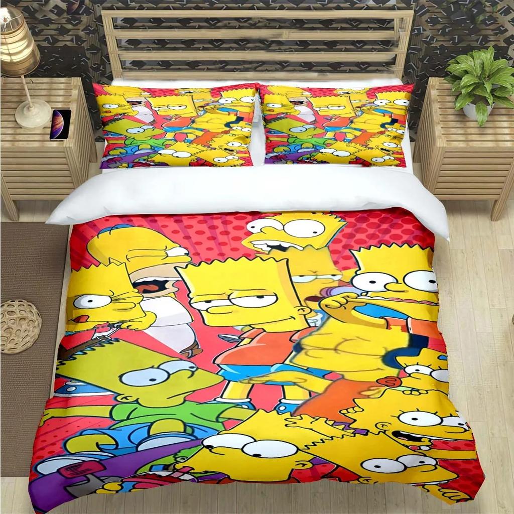Funny Animation The Simpsons Duvet Cover Microfiber Bedding Set 3D Print Duvet Quilt Cover With Gifts Suitable for Boy and Girls