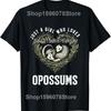 Zuerst einmal bin ich ein entzückendes wütendes Opossum Possum Wildtier T-Shirts Herren Streetwear T-Shirt Kurzarm Unisex Lockere Kleidung