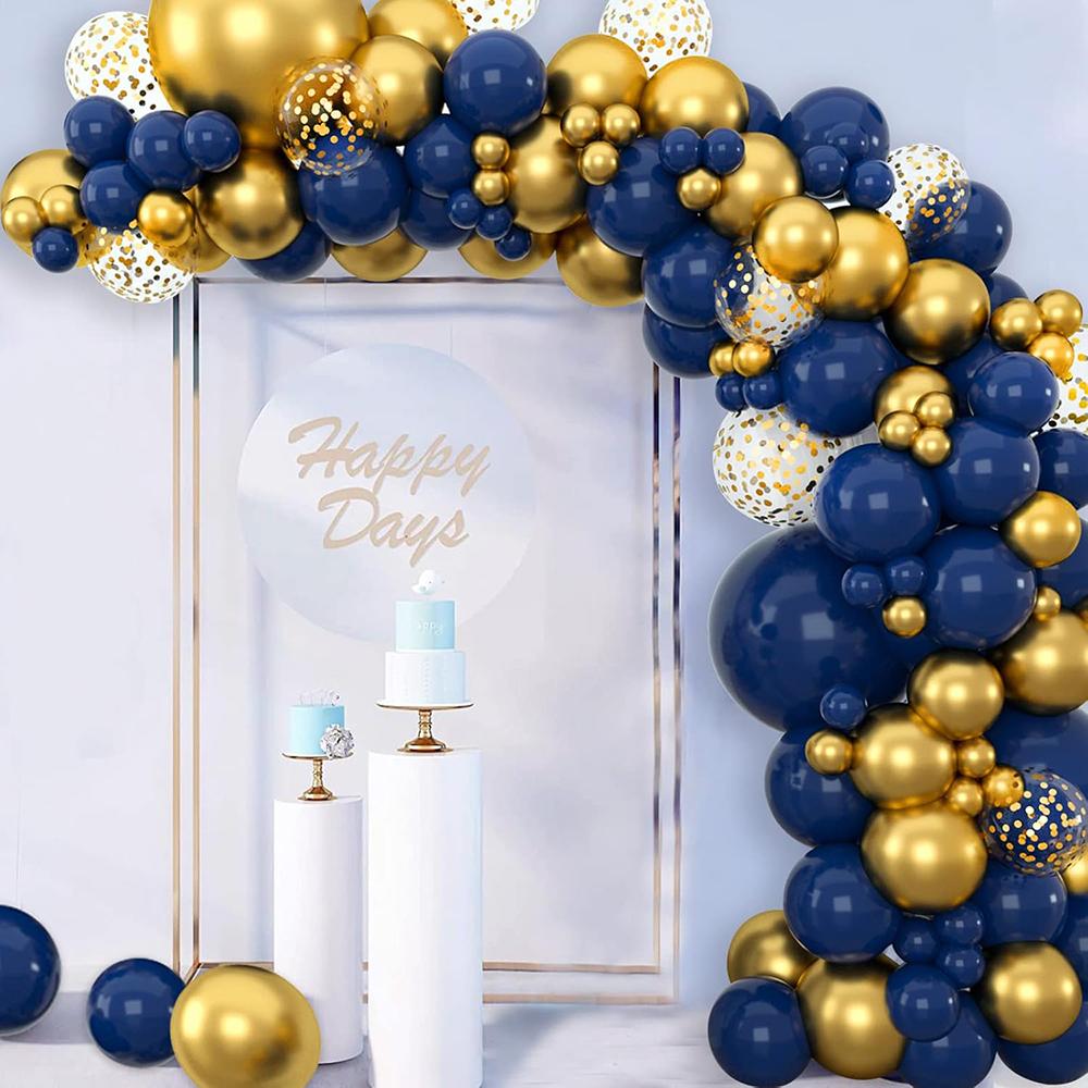 Navy Blue Balloons Garland Kit Blue Gold Confetti Balloon Arch Graduation Baby Shower Wedding Birthday Party Decoration Globos