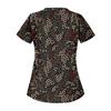 Women's Fashion Flower Printed  Short Sleeve Care Workwear With Double Pockets Top