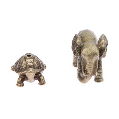 Minature Elephant Tortoise Dog Figurines Tea Pet Table Ornament Decorations Metal Animal Crafts Home Decor Living Room