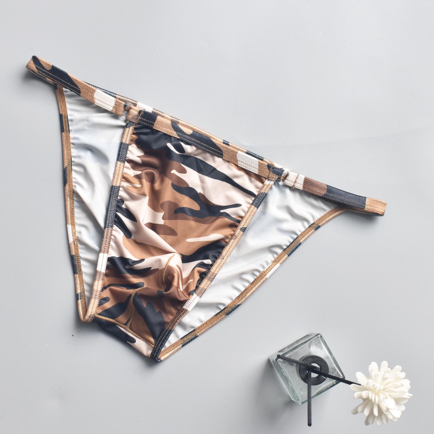 

Чоловічі бутикові камуфляжні труси-сліпи низької посадки, дихаючі - Гладкі, з високим вирізом, м які трикутні труси B920 XL кавовий