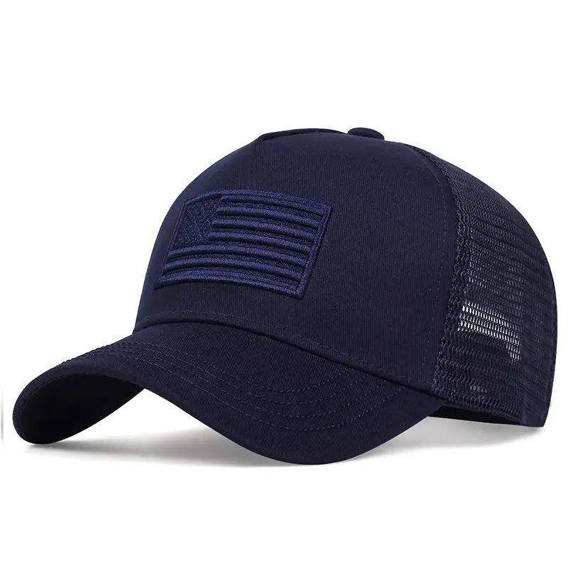 Hot sale High quality American Flag Embroidery Baseball Net Caps Spring and Summer Outdoor Adjustable Casual Hats Sunscreen Hat