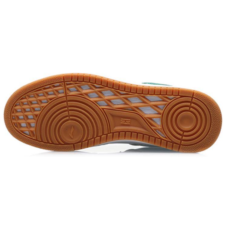Li Ning Tian Ji Synthetic Leather Suede Slip Resistant Shock Absorbing Durable Breathable Low Top Skate Shoes Men Sneakers White Green AGCP299-6