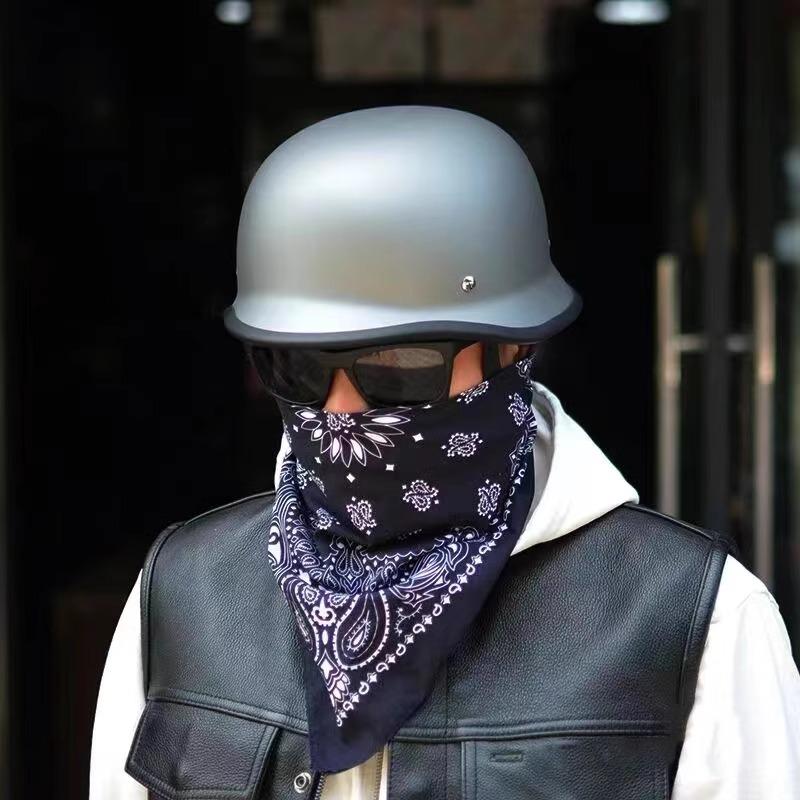 Motorcycle Helmet German Leather Style Pilot Motorcycle Open Face Retro Half Helmet Cruise Chopper Biker DOT Certification S-XXL