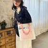 Cute Rabbit Canvas Tote Bag For Students Spacious Stylish Shoulder Crossbody Bag In Green Blue Black Purple Pink