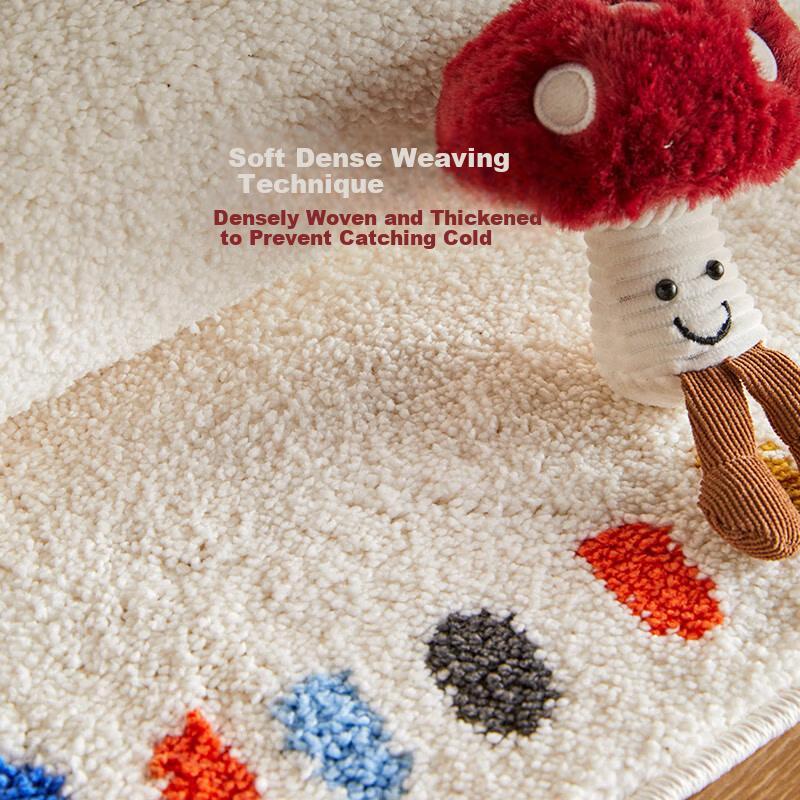 Shangce Milk Silk Children's Round Carpet Dopamine Bedroom Bedside Rug Living Room Kids Room Study Diameter 100cm