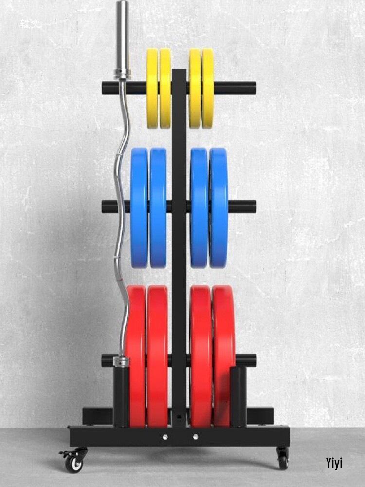 Mobile Barbell Plate and Olympic Bar Storage Rack for Home Fitness