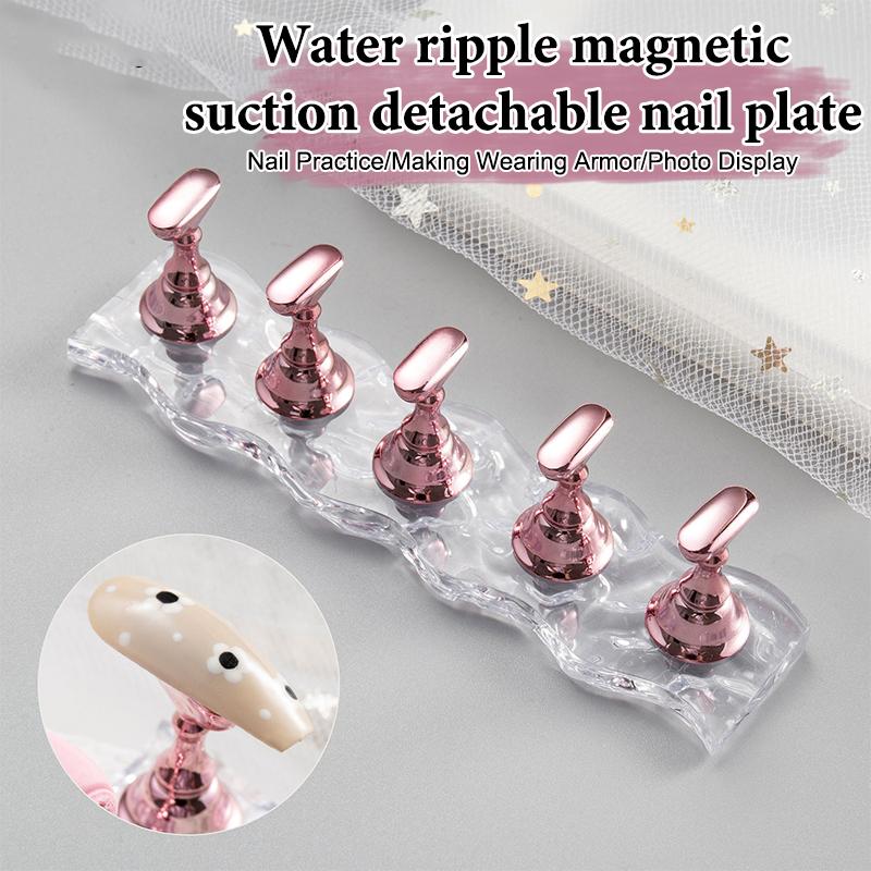1 Set Magnetic Nail Holder False Nail Tip Practice Stand  Base Holder Nail Art Display For Art Salon Diy & Practice