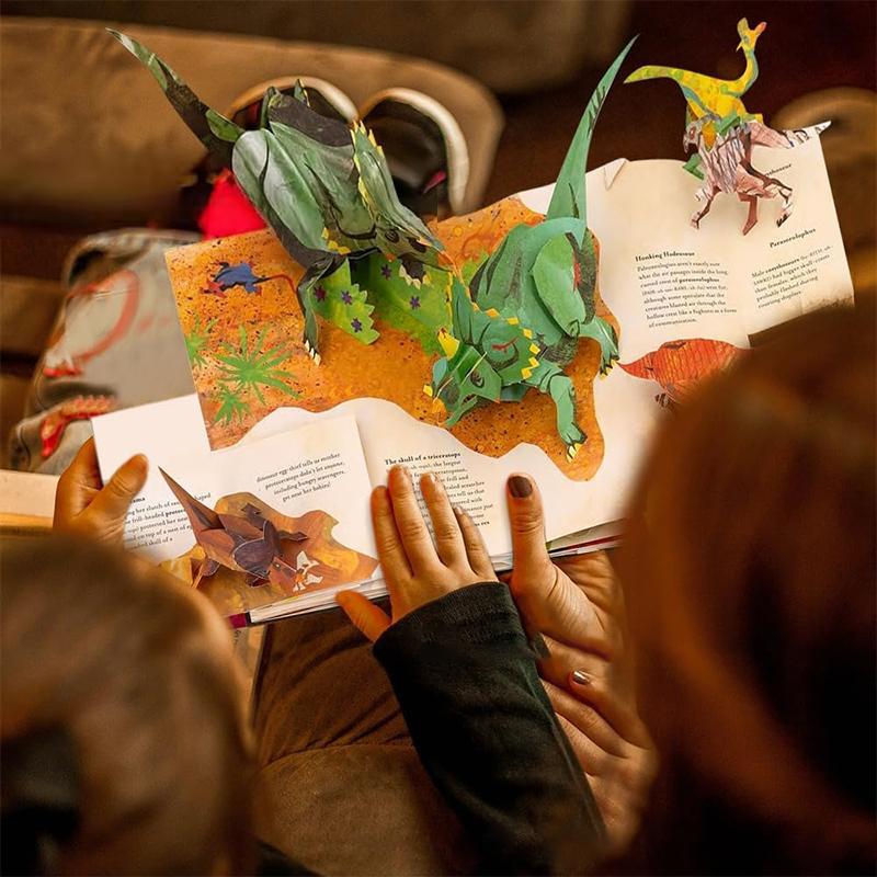 Enciclopedia 3D Prehistorica Dinosauri Libro Illustrato Pop-Up Pieghevole di Interesse Dinosauri Divulgazione Scientifica Regali per Bambini