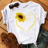 Graphic T-Shirt Women Clothing Harajuku Heart Print Aesthetic Basic O-Neck Tops Casual Tshirt Tee Fashion Roupas Femininas