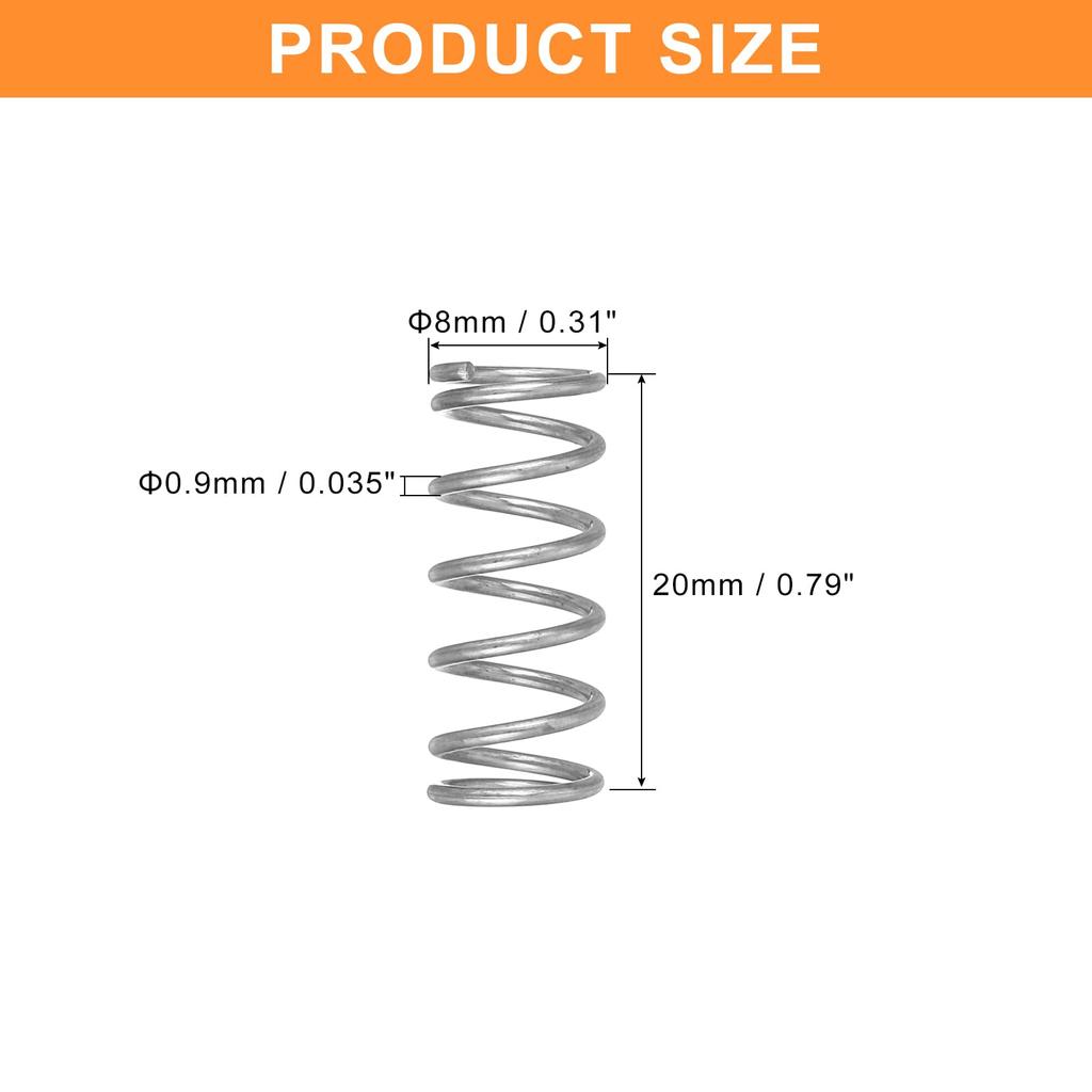 uxcell 5 Pcs Compression Spring Wire Diameter 0.035" Outer Diameter 0.31" Free Length 0.79