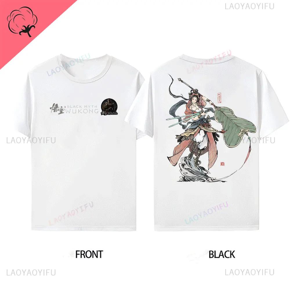 Herren Bestseller Black Myth Wukong Sun Wukong Muster vorne hinten Baumwoll-T-Shirt Wukong Spiel Ausverkauf T-Shirt Kurzärmlig