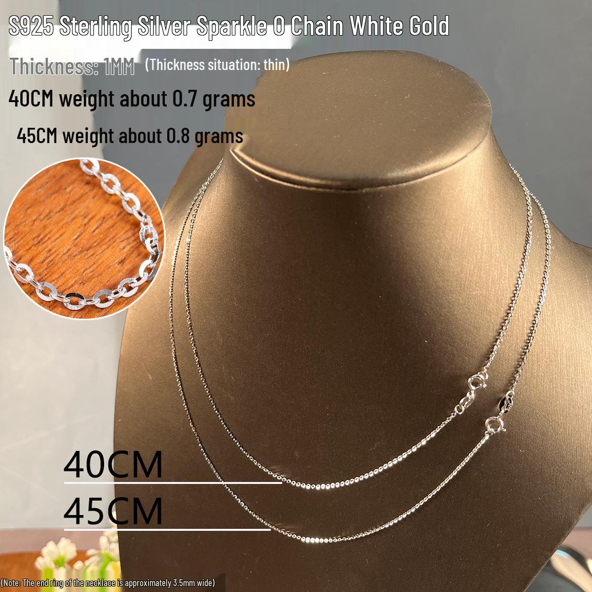 

Колье из стерлингового серебра 925 пробы - О-образная цепочка, сверкающая подвеска для женщин