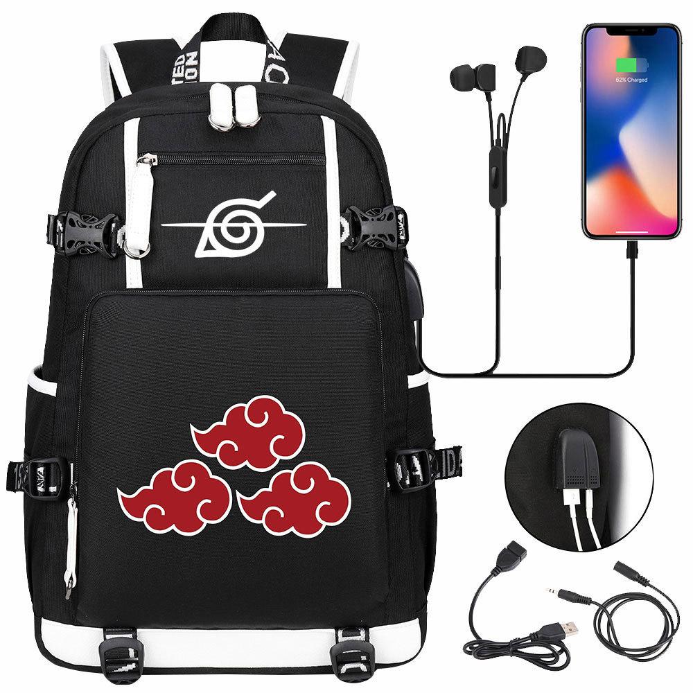 Neuer Naruto-Druck USB Teenager Schüler Schultasche Herren und Damen Freizeit Rucksack mit großer Kapazität Reise Rucksack
