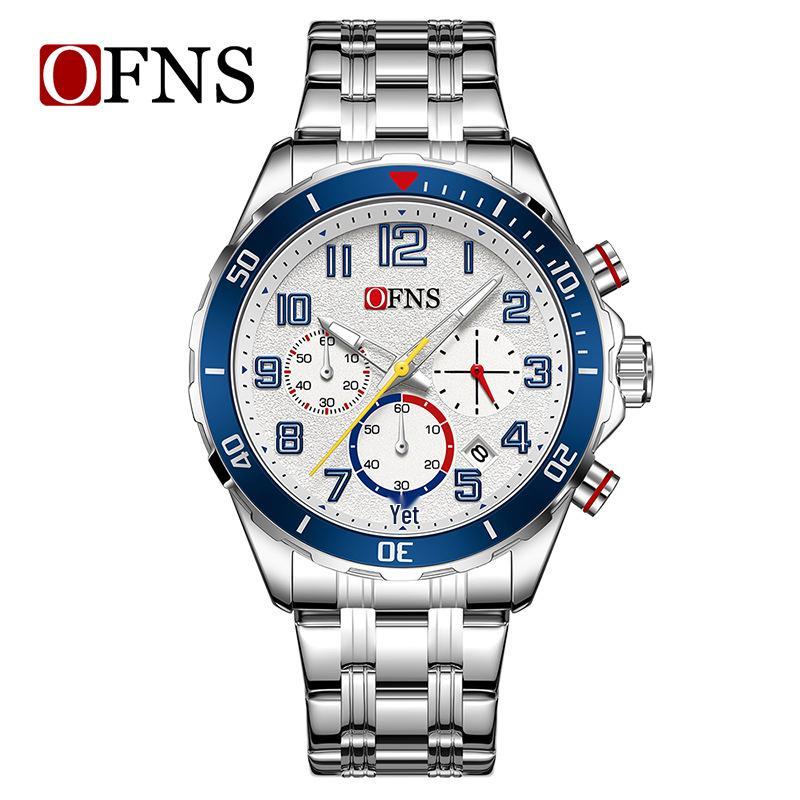 Ofns Luxury Quartz Watch: Luminous, Rotating Bezel, Waterproof & Single Calendar - Men's Business Wristwatch.