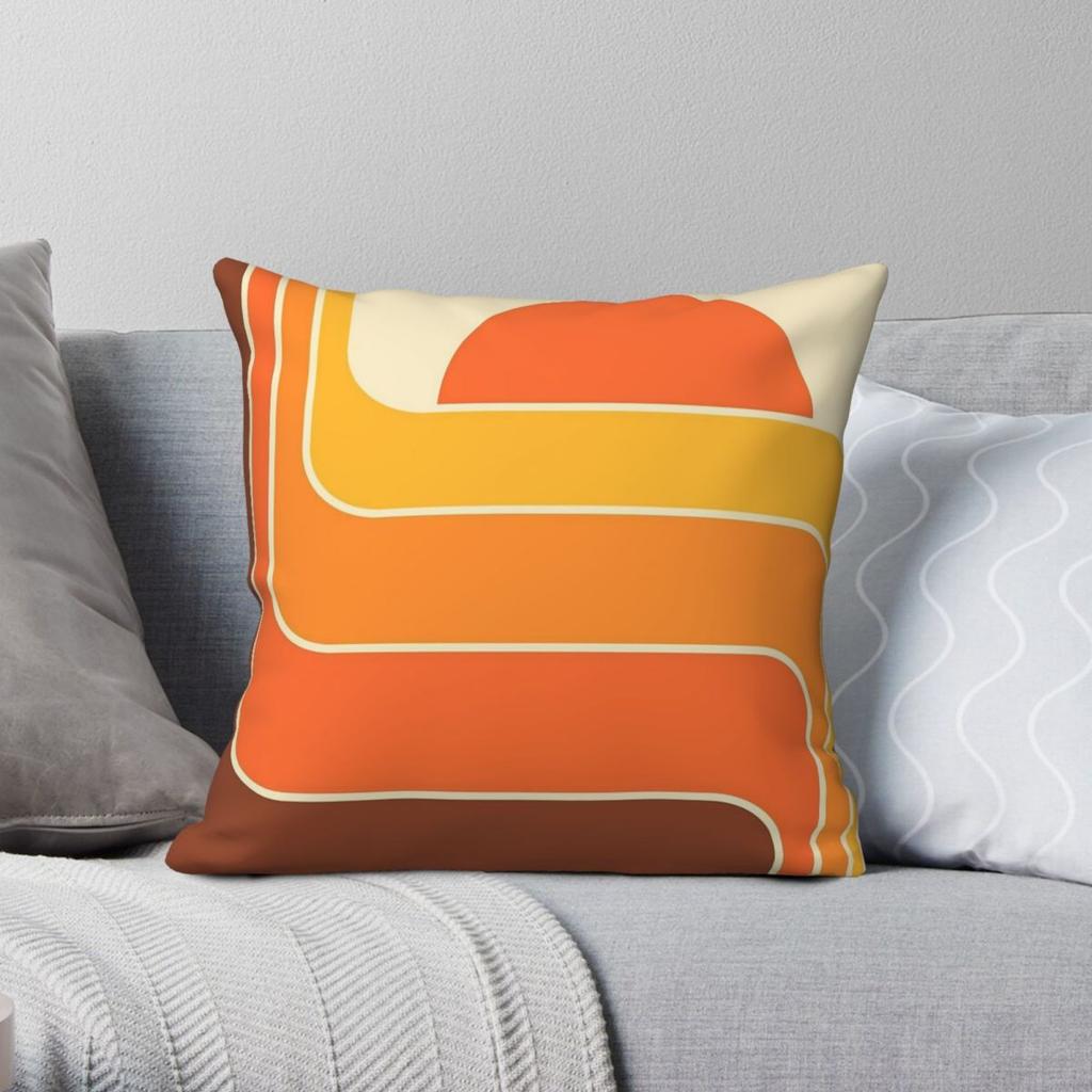 Retro Geometric Sun Pillowcase Polyester Linen Velvet Creative Zip Decor Sofa Seater Cushion Case