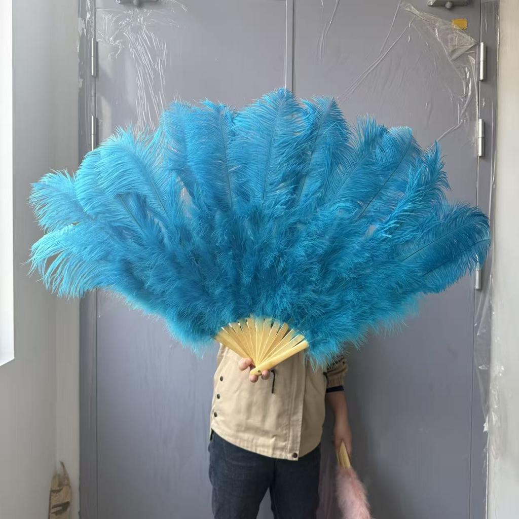Mixing colour Ostrich Feather Hand Fan 70cm 100cm Fluffy Plumes Fan for Wedding Burlesque Stage Dance Performance Carnival Props