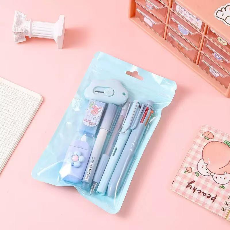 7-Pcs Stationery Set Premium Student Learning Kit Smooth Writing Neutral Pens Ideal Graduation Gift for Teens
