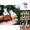Mignon Carotte Champignon Dessin Animé Lapin Mini Modèle Décoration de Bureau Ensemble d'Ornements Pour Enfants et Collectionneurs