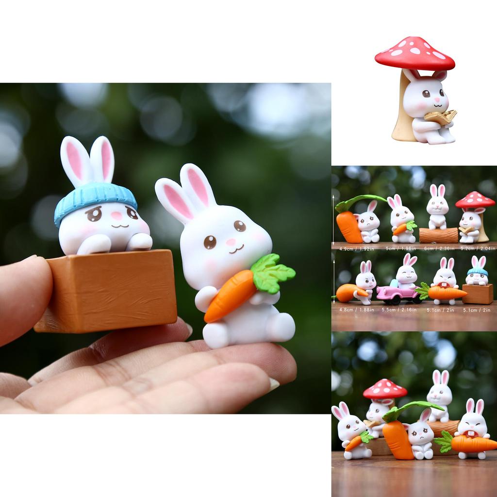 Mignon Carotte Champignon Dessin Animé Lapin Mini Modèle Décoration de Bureau Ensemble d'Ornements Pour Enfants et Collectionneurs