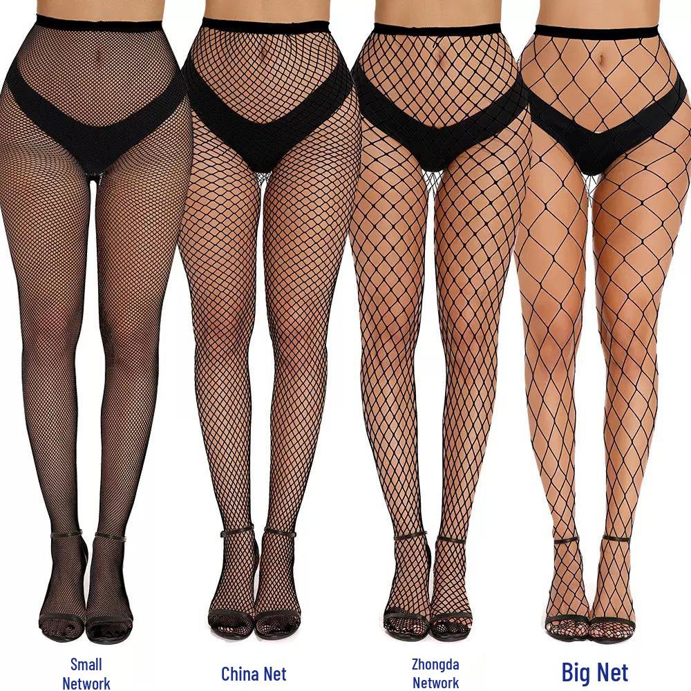 European & American High Elastic Fishnet Stockings - Sexy Black Hollow Grid Pantyhose In Large, Medium, Small Sizes