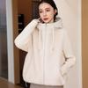 New fake two-piece knitted splicing sleeves down cotton jacket fashionable small hooded versatile jacket trendy