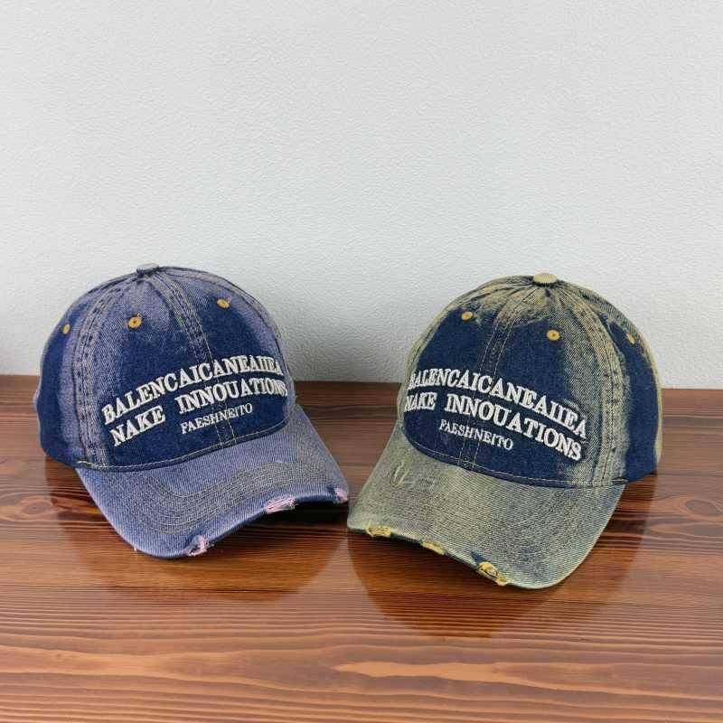 American retro old washed gradual change denim cap men and women fashion versatile tide brand embroidered letter baseball cap
